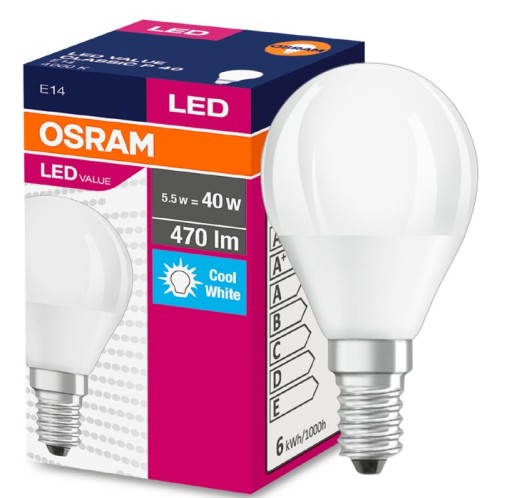 OSRAM E14 LED GUĽOVÁ ŽIAROVKA 4,9W = 40W 470lm 4000K