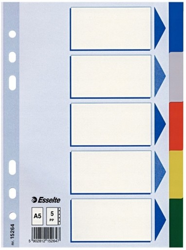PLASTOVÉ VLOŽKY DO A5 BINDER BINDER Esselte