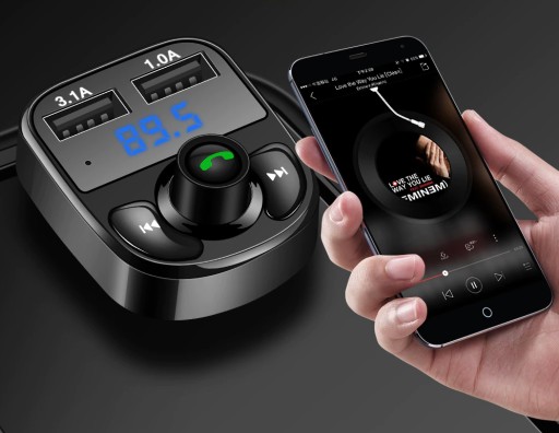 BLUETOOTH FM VYSIELAČ MP3 SD NABÍJAČKA 2xUSB