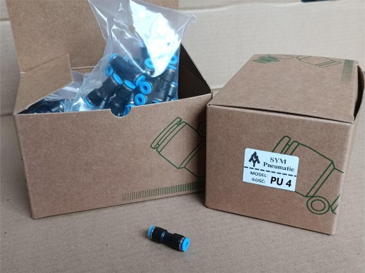 Pneumatický zásuvný priamy konektor fi 4 mm rovný konektor plastový PU 4