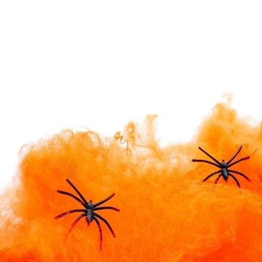 ORANŽOVÁ PAVUČINA S 2 PAVÚKMI HALLOWEENSKÉ DEKORÁCIE