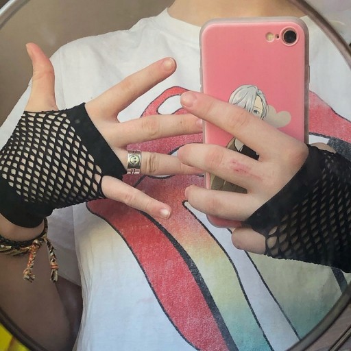 SIEŤOVÉ RUKAVICE Čierny GOTH BEZ PRSTY