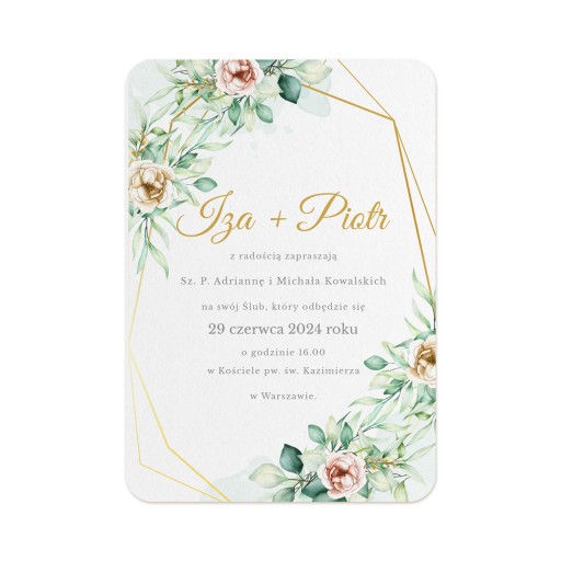 Svadobné oznámenie, elegantné kvety, obálka PERS.