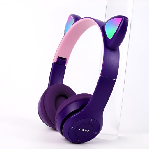 SLÚCHADLÁ PRE DETI BLUETOOTH MAČACIE UŠI MAČKA LED RGB MIKROfón do uší
