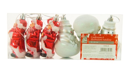 Ozdoby s príveskom snehuliaka Santa Claus, sada 6 ks.