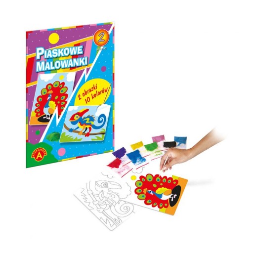 Pieskové omaľovánky. Chameleón, páv