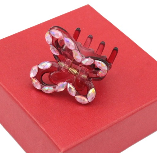 Sponka na VLASY Klip BUTTERFLY bordové kryštály 3,5 cm