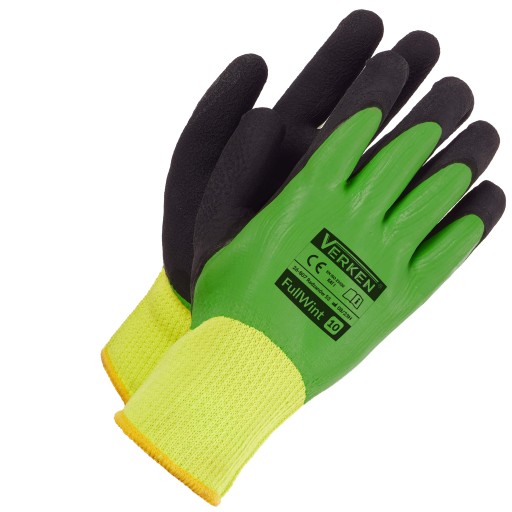 Zateplené, vodeodolné pracovné rukavice s latexovou vrstvou, ochranné WINTER M