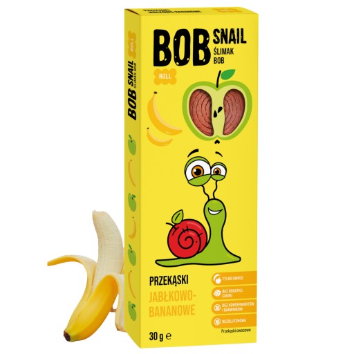 BOB SNAIL želé bez cukru 30g slimák Jablko Banán lahodný snack