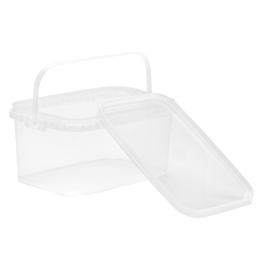 VEDRO, TRANSPARENTNÉ, obdĺžnikové vedierko, 2,5L, POTRAVINOVÝ CERTIFIKÁT, veko
