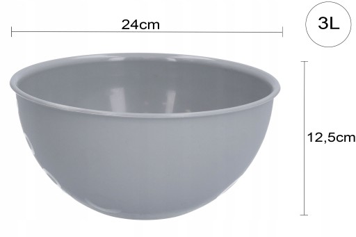 MISKY PLASTOVÁ MISKA 3l, šedá kuchyňa, na koláče, ovocie, chipsy, kuch.