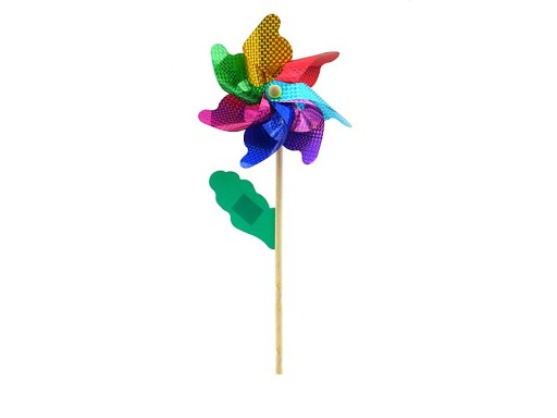 Plastový veterný mlyn NA DREVENEJ TYČI 24 cm