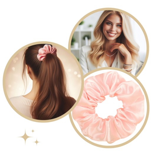 SATIN scrunchies gumička do vlasov, ružová, BEZPEČNÁ, lesklá, KOMFORTNÁ