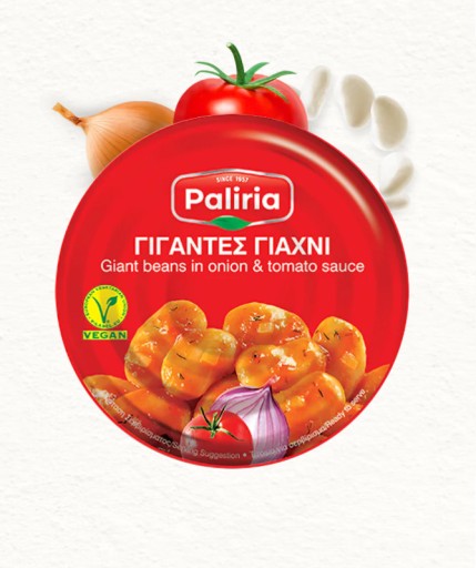 Zapekaná obrovská fazuľa s cibuľou a paradajkovou omáčkou Paliria 280g Grécko