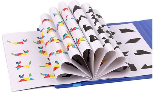 Kniha Tangram Drevené puzzle Magnetické bloky Montessori EDU