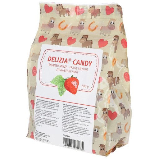 Pochúťky pre kone Delizia Candy Jahoda/Mäta 600g