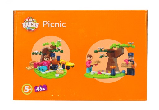BLOKY PRE DETSKÉ TEHLY DETSKÉ TEHLY PIKNIK 45 EL 5+ SADA PLASTOVÝCH PUZZZEL