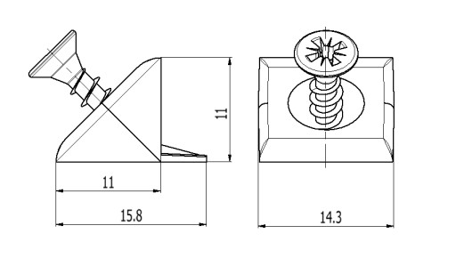 100x Stabilizátor zadnej steny so skrutkou 3,5x16mm