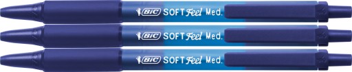 BIC Soft Feel zasúvacie guľôčkové pero 1mm modré x3