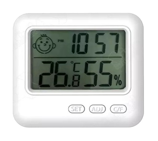 TEPLOMER IZBOVÝ HYGROMETER LCD METEOSTANICA HODINY NA MERANIE VLHKOSTI