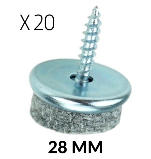 20x kovový klzák priemer 28 mm s filcom a skrutkou