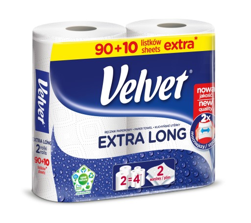 Velvet Extra Long papierová utierka, 2 rolky
