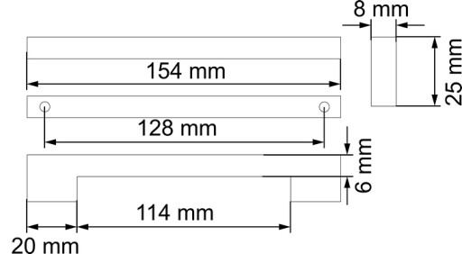 ZLATÁ NÁBYTKOVÁ ÚCHYTKA Štvorhranná NA NÁBYTOK 128 MM
