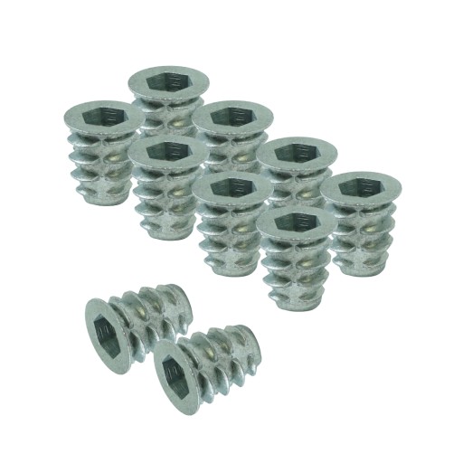 Zásuvka 10x M6 x 15 mm, nábytková vložka na drevo s golierom