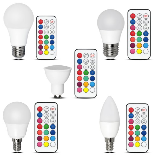 RGB LED ŽIAROVKA S DIAĽKOVÝM OVLÁDANÍM 5,5W GUĽA E27