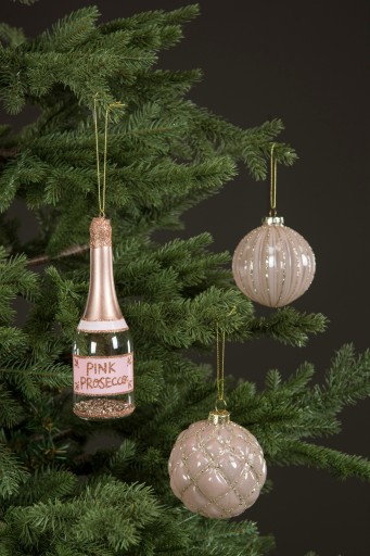 VIANOČNÝ PRÍVESOK PROSECCO, sklo, výška 13 cm