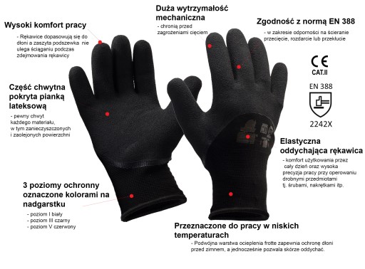 Zateplené pracovné rukavice, zimné ochranné rukavice K2 Mamut Terry, 9L