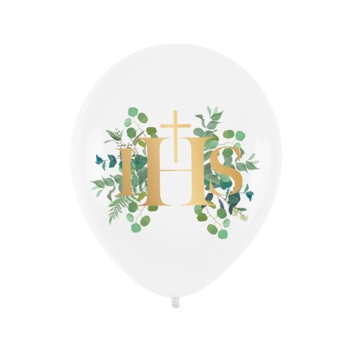 Sada balónov s nápisom sväté prijímanie, 6 kusov, biela