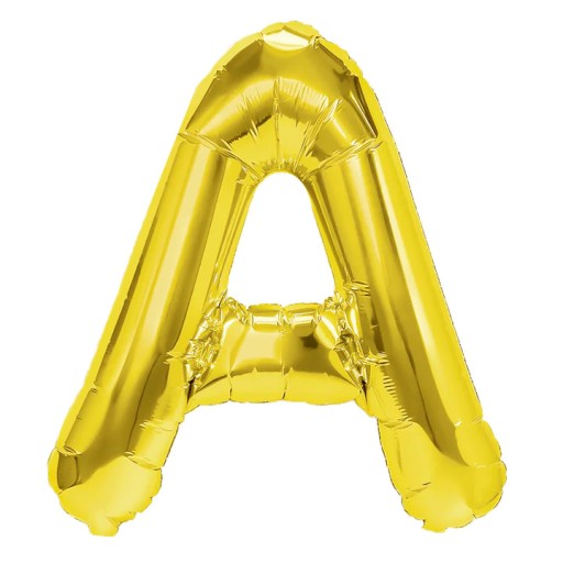 Zlatý fóliový balón v tvare A, 40 cm