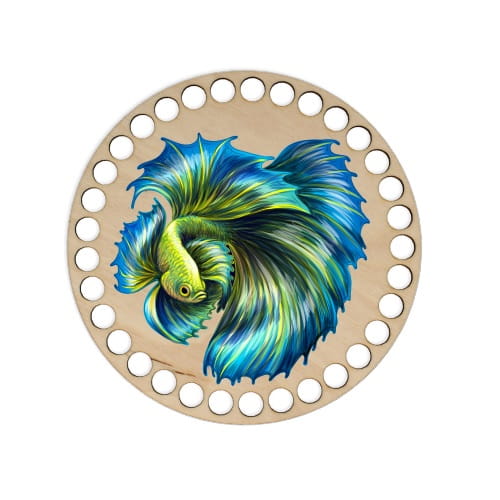 BSZ694-UV Podstavec košíka - potlač, 15 cm kruh - ryba