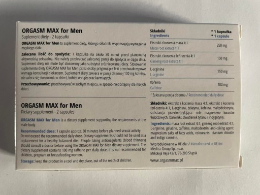 OrgasmMax pre mužov - 2 kapsuly