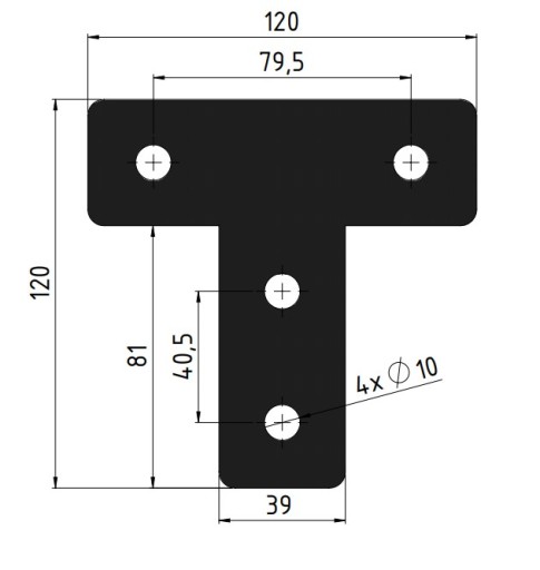 Uhlový konektor pre profily TT_10_120 T-Type 4040 M10 Torrin solárne PV prístrešky