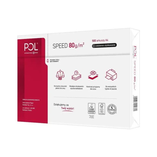 KOPÍROVACÍ PAPIER A4 80g BIELY POLSPEED REAM 500 listov