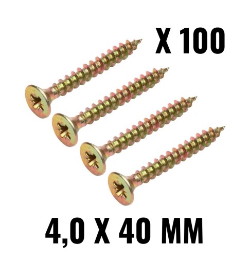 100x tvrdené kužeľové skrutky do dreva 4,0 x 40