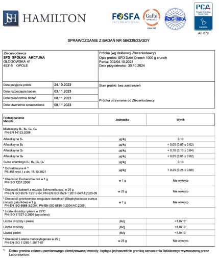 SFD KRÉM DIVOKÝ ORIEŠOK 1KG VRAŠSKÝ ORIEŠOK BEZ CUKRU