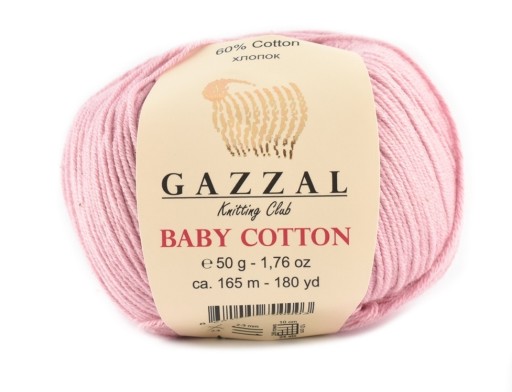 Gazzal Baby Cotton priadza 3444 - 50g - špinavo ružová