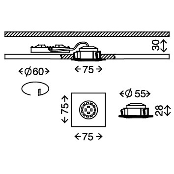 OČKO - ZAPUSTENIE - LED 5W - Štvorcové - IP44