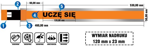 Oranžový nastaviteľný reflexný náramok 5/50cm - UČÍM SA