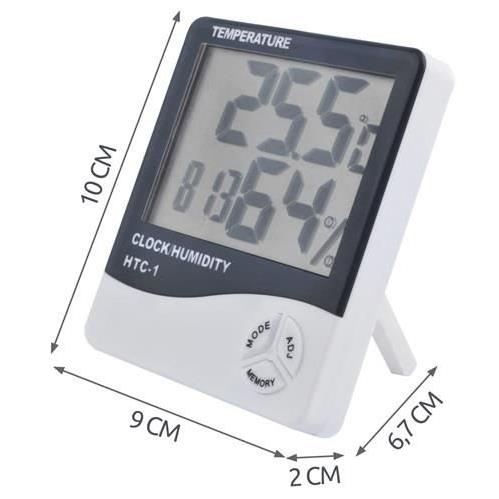 Teplomer, vlhkomer, vlhkomer, hodiny, meteostanica od -10°C do 50°