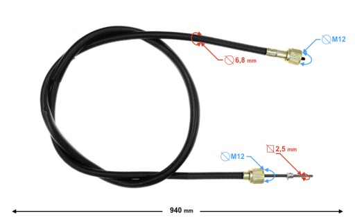 Kábel počítadla kilometrov pre skúter Barton 21 2 94 cm