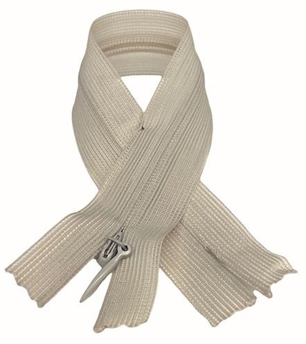 Skrytý zips, pevný, svetlosivý, 1 22 cm
