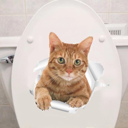 3D nálepka na stenu na nábytok Cat Hole pre deti