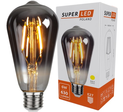 LED žiarovka E27 Filament 6W Edison Decorative ST64