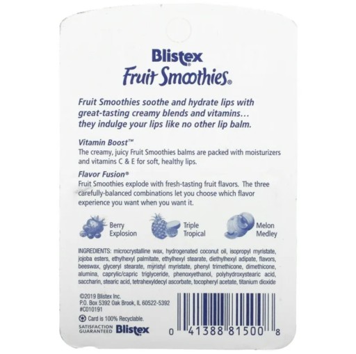 Fruit Smoothies Blistex 3-balenie hydratačných ovocných balzamov na pery