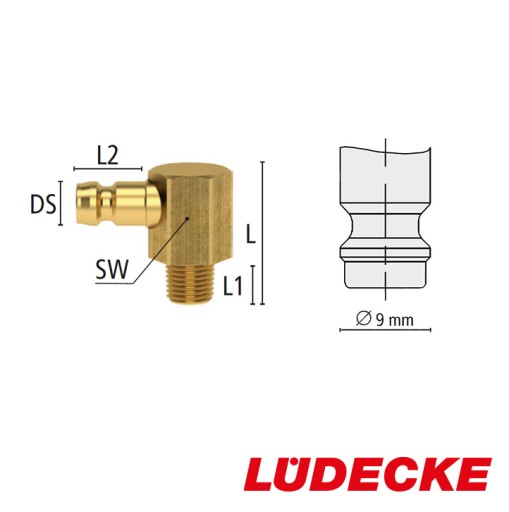 Zátka na reguláciu teploty, uhol 90° DN 6 LUDECKE GZ M 14x1,5 MS - HASCO Z8