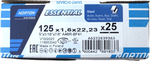 Norton rezací kotúč 125x1,6 Essential INOX STAL Polska